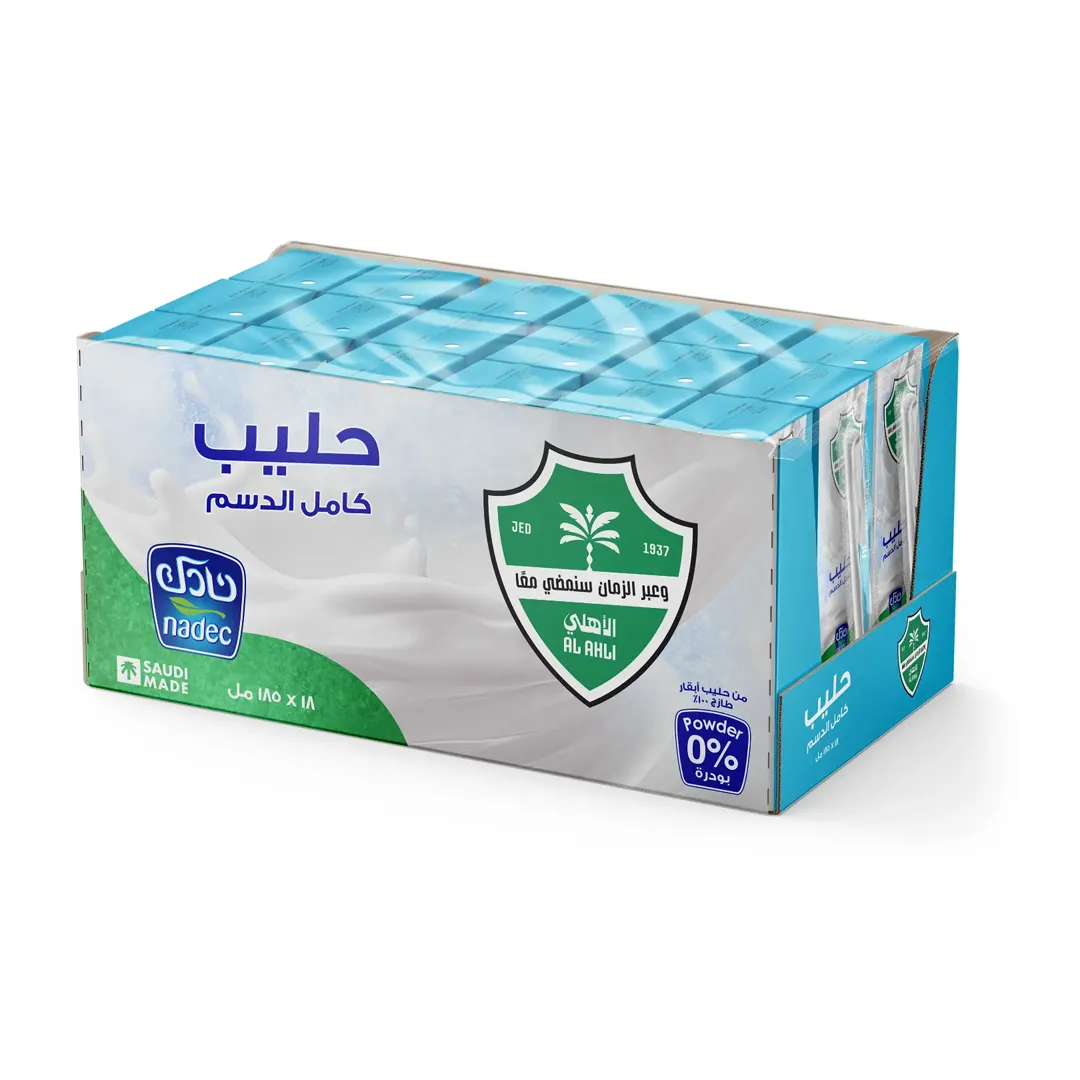نادك  الاهلي حليب  طويل الاجل كامل الدسم185 مل — كرتون*18